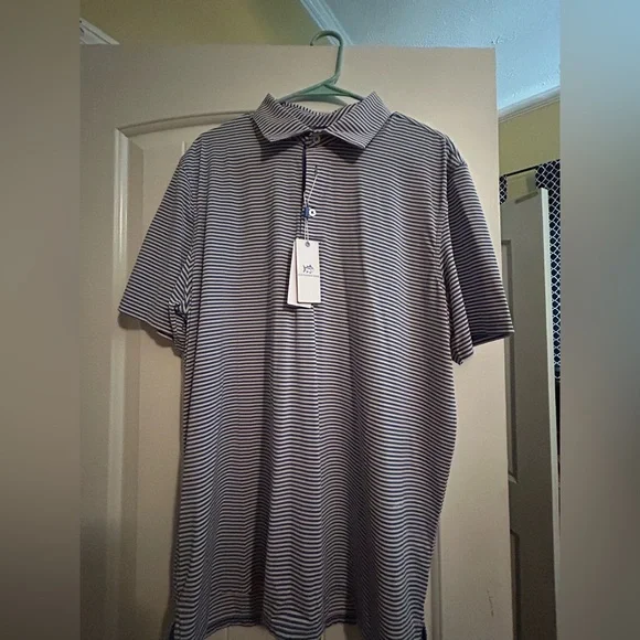 Southern tide - XL- Men's Striped Polo Shirt - Blue and White - Picture 1 of 5